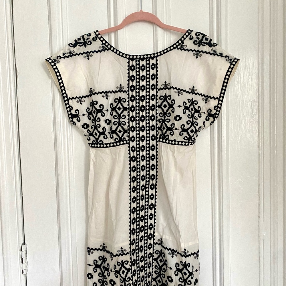 Tibi Black and White Dress with Black Embroidered Detailing